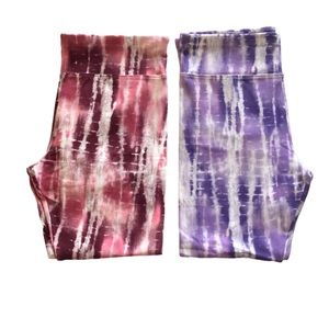 NWOT Justice Tie Dye Leggings Girl’s PLUS 20 22 Burgundy Pink Purple
